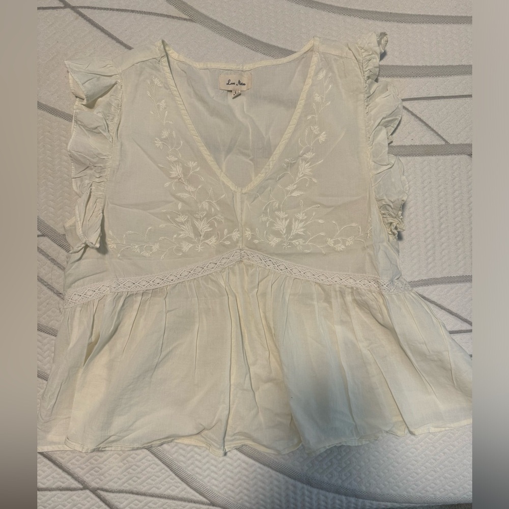 Love Notes Cream Ruffled Blouse